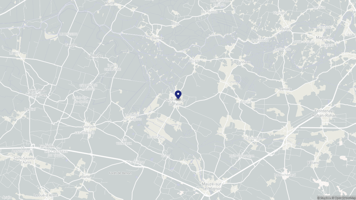 Aperçu cartographique de Saint-Hilaire-la-Palud, centré sur la commune