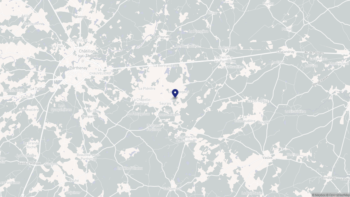 Aperçu cartographique de Saurais, centré sur la commune