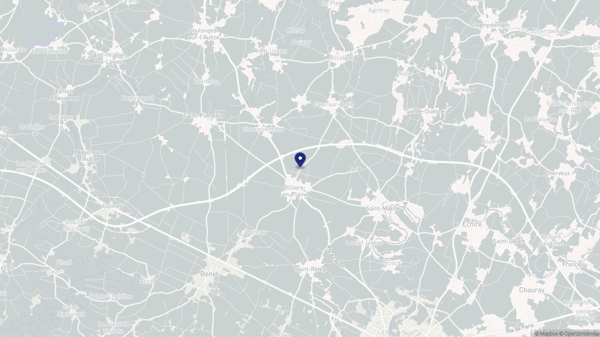 Aperçu cartographique de Villiers-en-Plaine, centré sur la commune