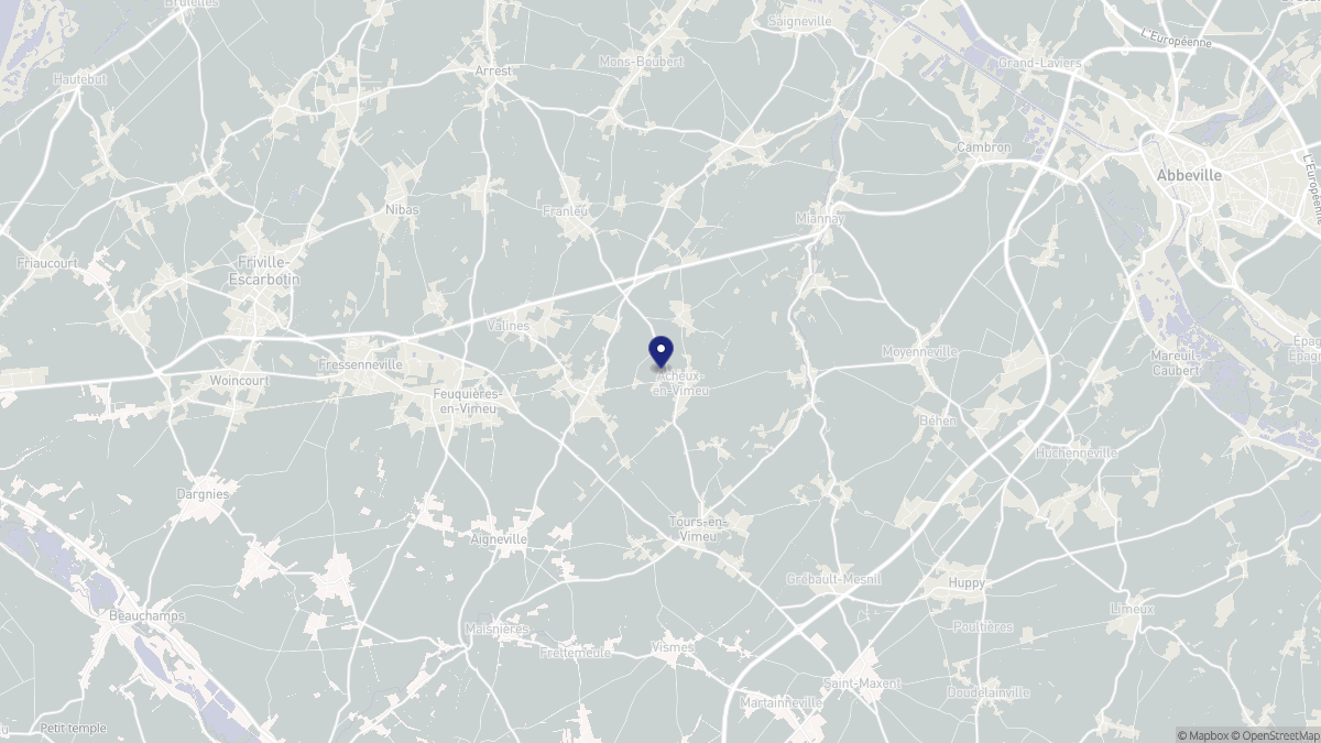 Aperçu cartographique de Acheux-en-Vimeu, centré sur la commune