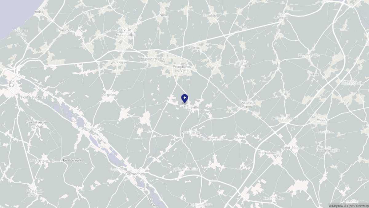 Aperçu cartographique de Aigneville, centré sur la commune
