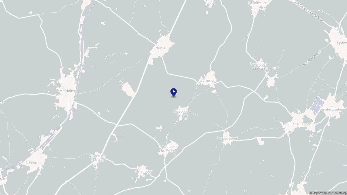 Aperçu cartographique de Aizecourt-le-Bas, centré sur la commune