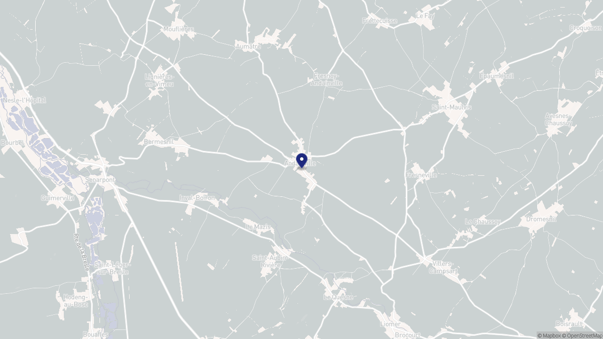 Aperçu cartographique de Andainville, centré sur la commune