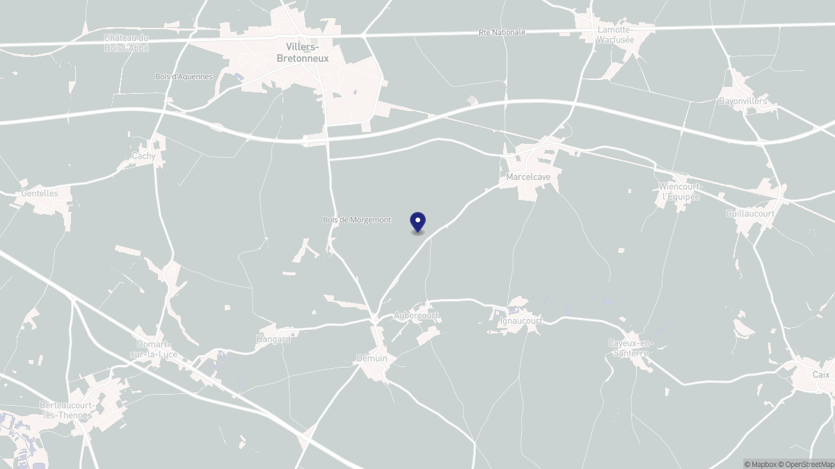 Aperçu cartographique de Aubercourt, centré sur la commune