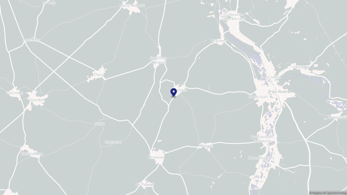 Aperçu cartographique de Aubvillers, centré sur la commune