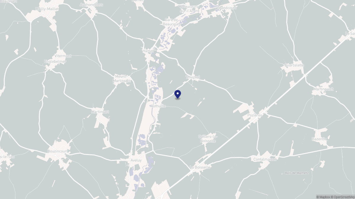 Aperçu cartographique de Authuille, centré sur la commune