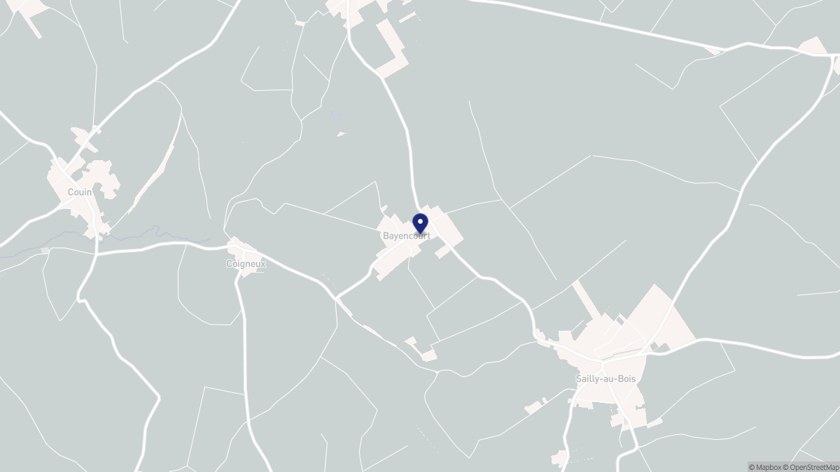 Aperçu cartographique de Bayencourt, centré sur la commune