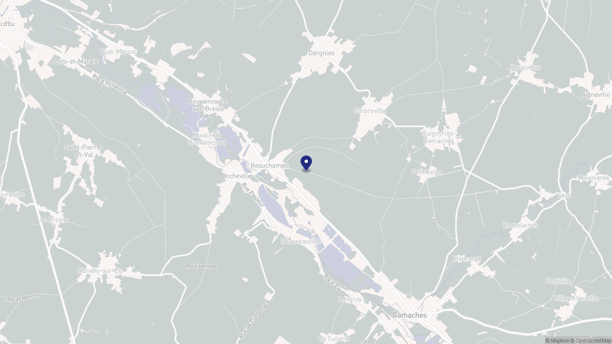 Aperçu cartographique de Beauchamps, centré sur la commune