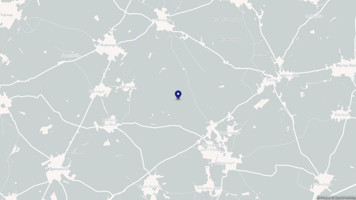 Aperçu cartographique de Beaucourt-sur-l'Hallue, centré sur la commune