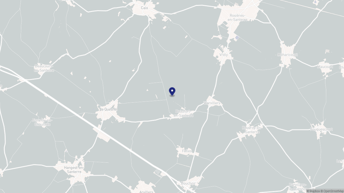Aperçu cartographique de Beaufort-en-Santerre, centré sur la commune