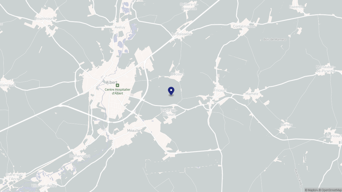 Aperçu cartographique de Bécordel-Bécourt, centré sur la commune