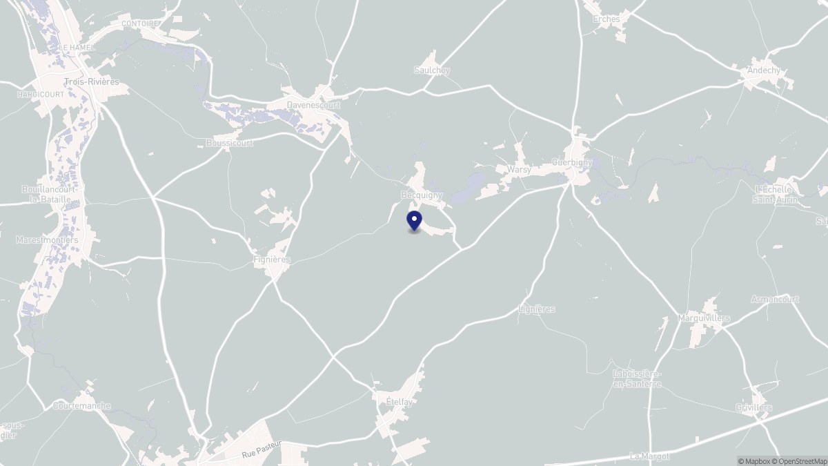 Aperçu cartographique de Becquigny, centré sur la commune