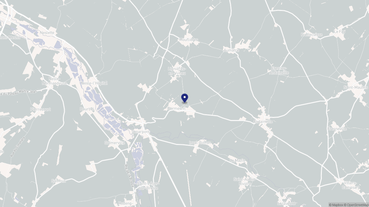 Aperçu cartographique de Bermesnil, centré sur la commune