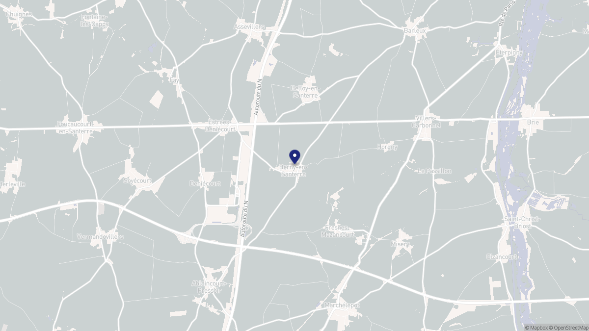 Aperçu cartographique de Berny-en-Santerre, centré sur la commune