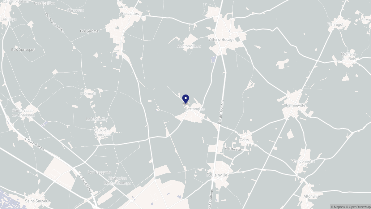 Aperçu cartographique de Bertangles, centré sur la commune