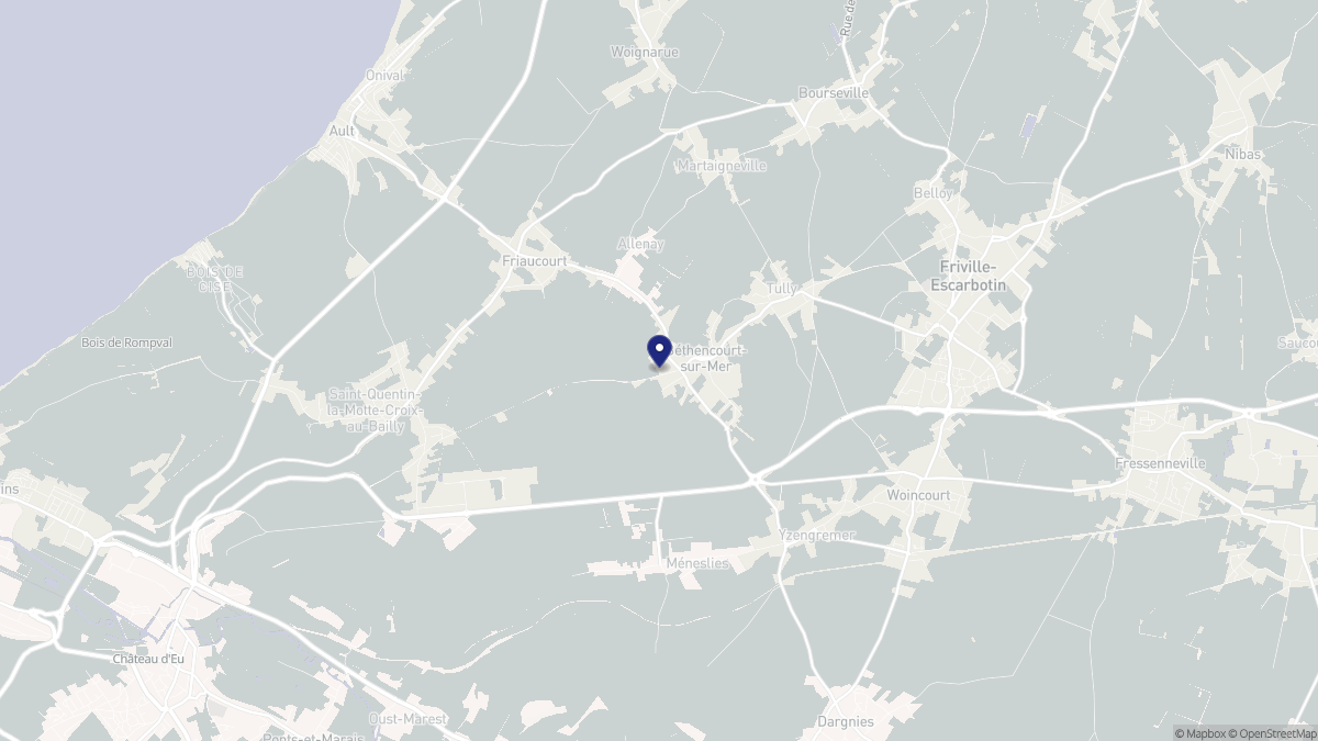 Aperçu cartographique de Béthencourt-sur-Mer, centré sur la commune