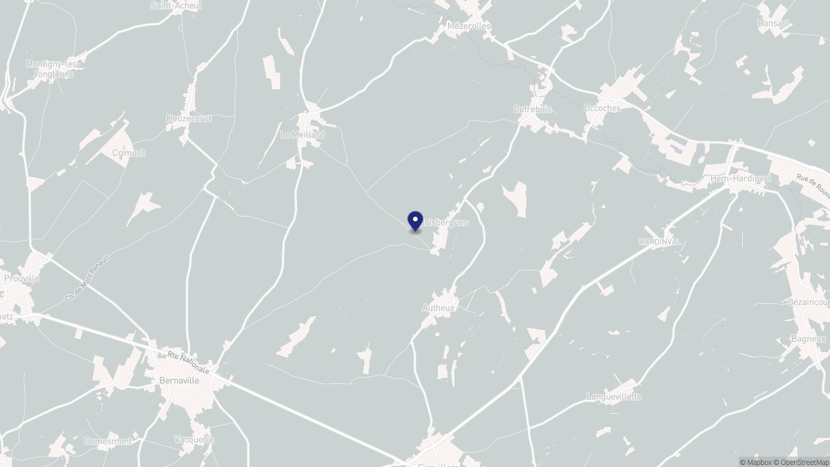 Aperçu cartographique de Boisbergues, centré sur la commune