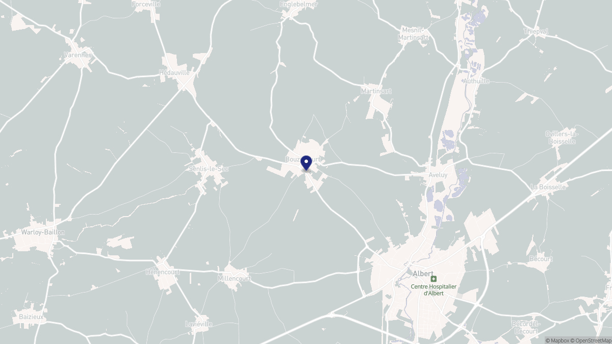 Aperçu cartographique de Bouzincourt, centré sur la commune