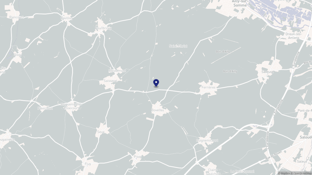 Aperçu cartographique de Bovelles, centré sur la commune