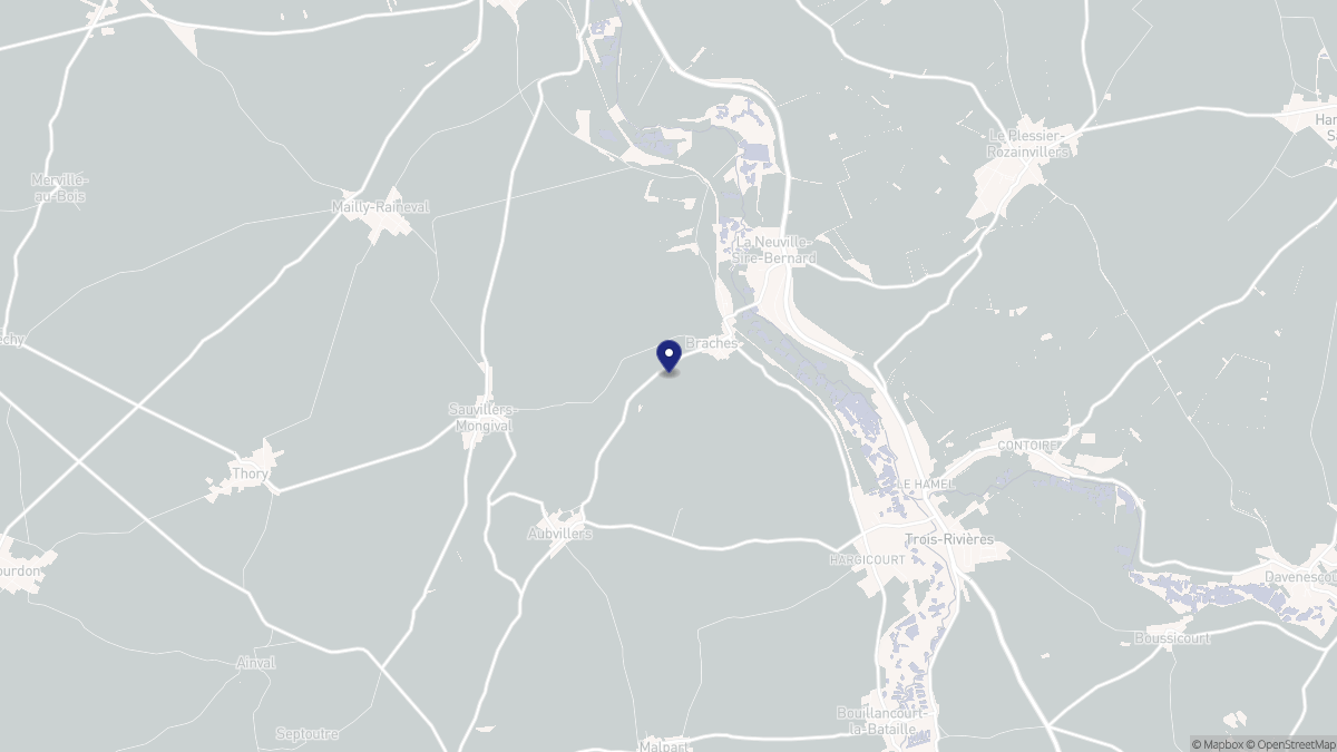 Aperçu cartographique de Braches, centré sur la commune