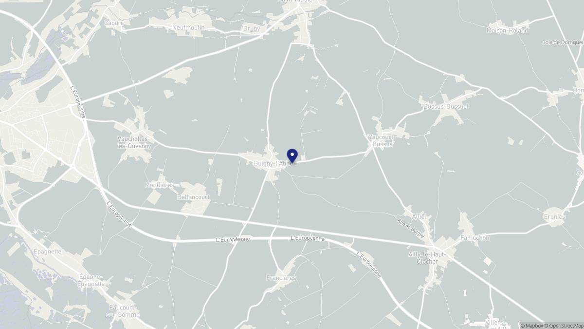 Aperçu cartographique de Buigny-l'Abbé, centré sur la commune