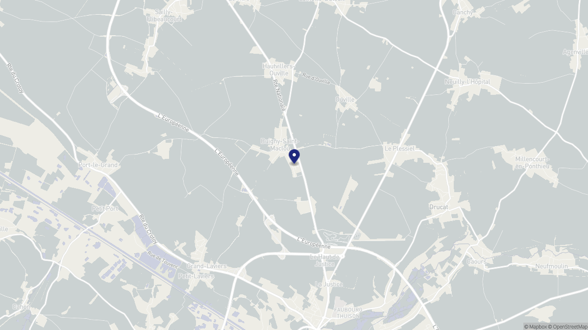 Aperçu cartographique de Buigny-Saint-Maclou, centré sur la commune