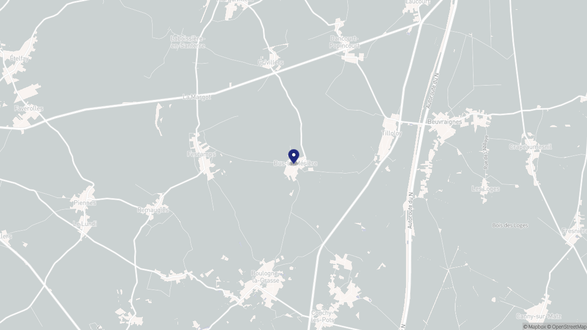 Aperçu cartographique de Bus-la-Mésière, centré sur la commune