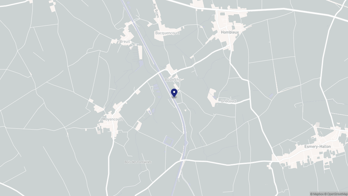 Aperçu cartographique de Buverchy, centré sur la commune