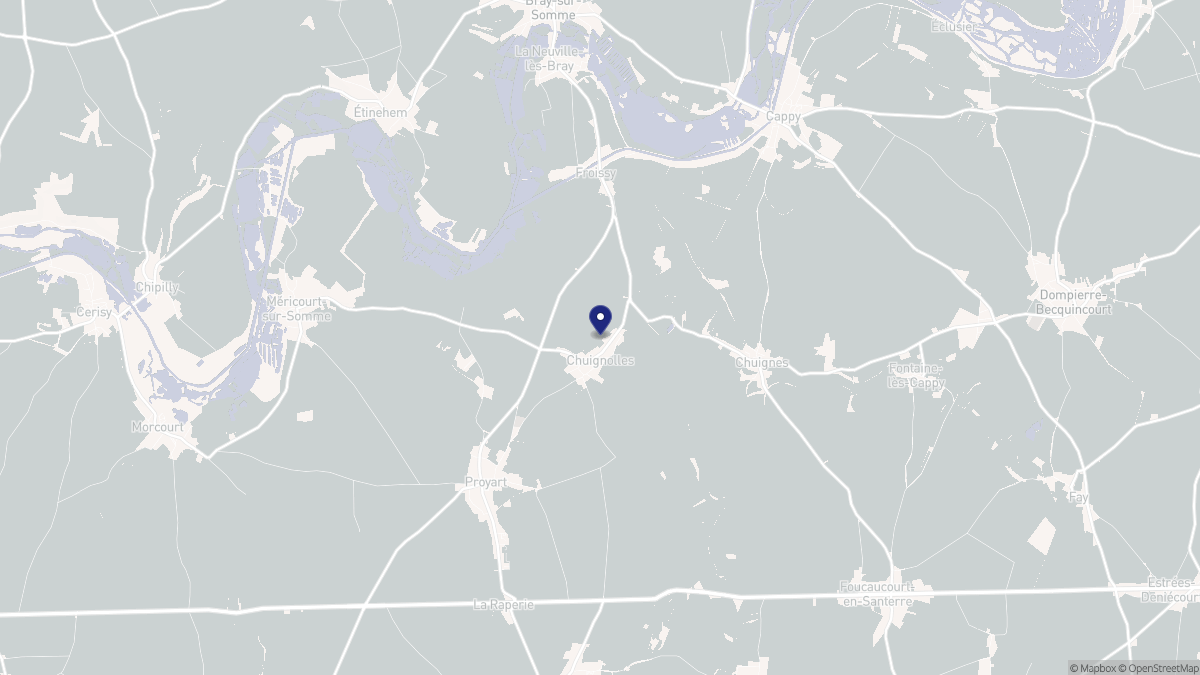 Aperçu cartographique de Chuignolles, centré sur la commune