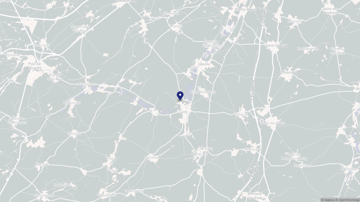 Aperçu cartographique de Conty, centré sur la commune