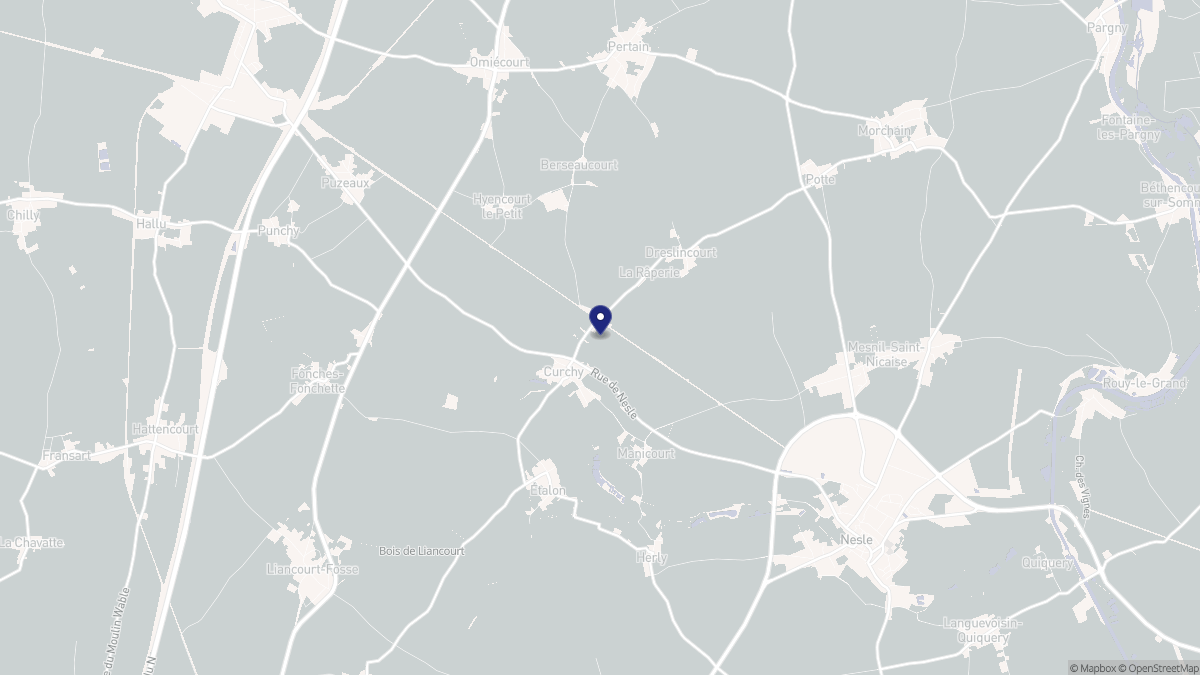 Aperçu cartographique de Curchy, centré sur la commune
