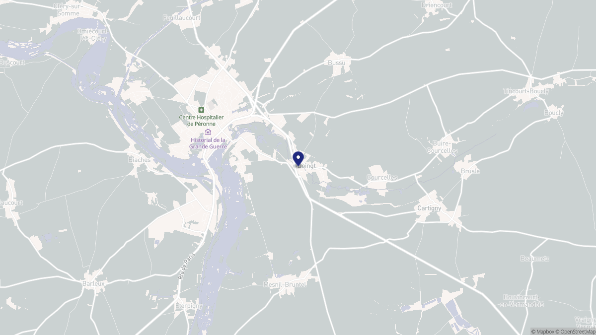 Aperçu cartographique de Doingt, centré sur la commune