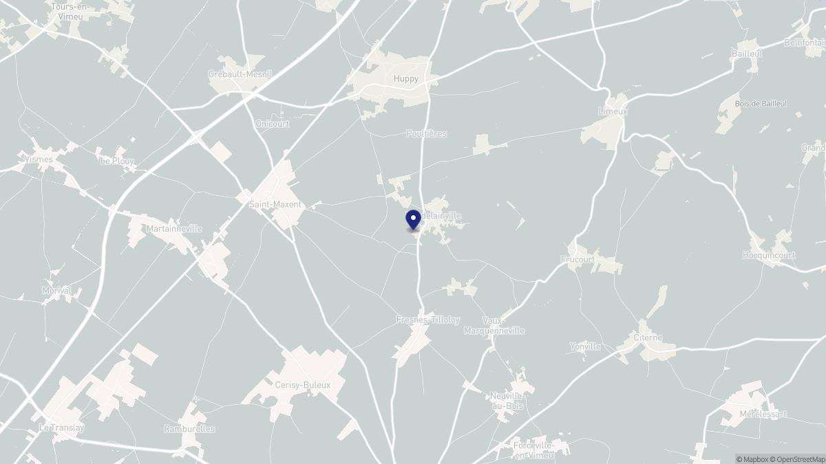 Aperçu cartographique de Doudelainville, centré sur la commune