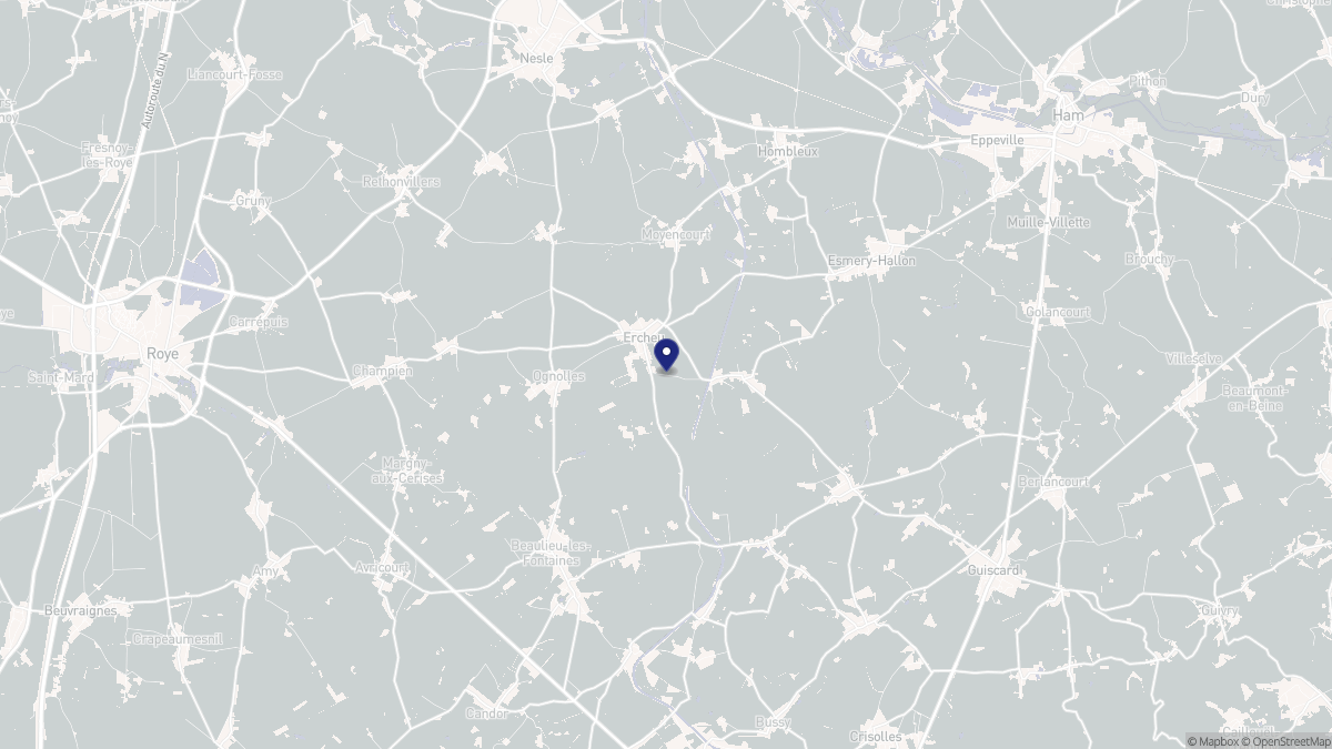 Aperçu cartographique de Ercheu, centré sur la commune