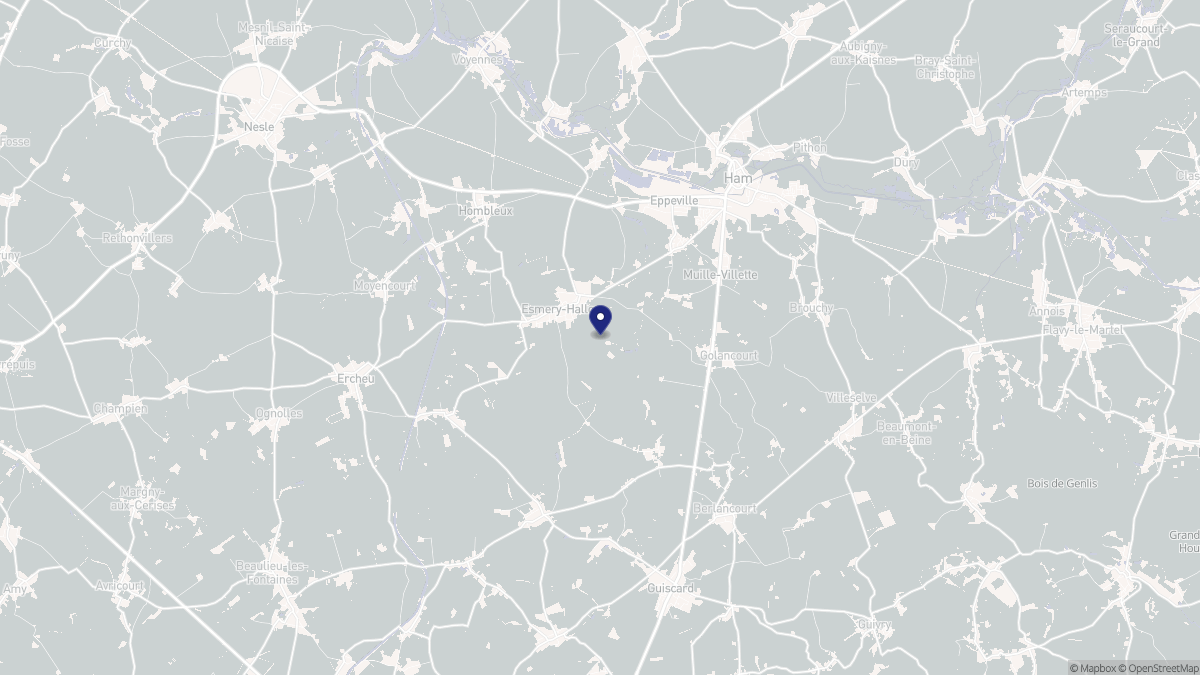 Aperçu cartographique de Esmery-Hallon, centré sur la commune