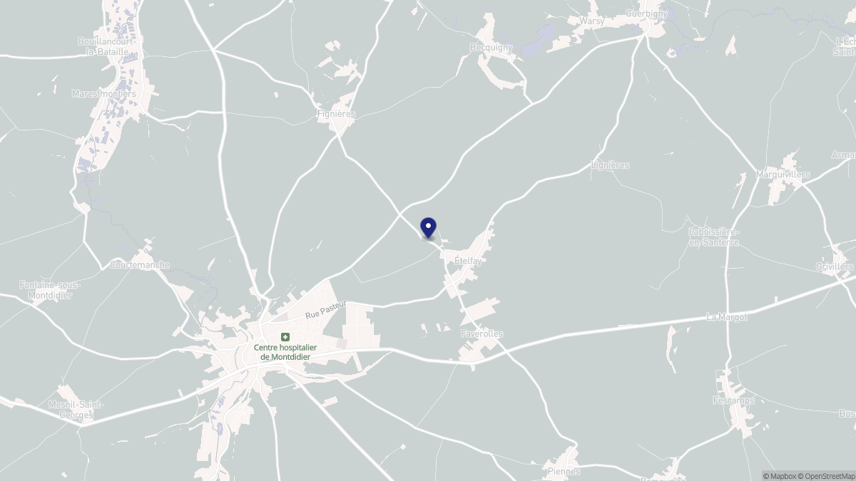 Aperçu cartographique de Ételfay, centré sur la commune
