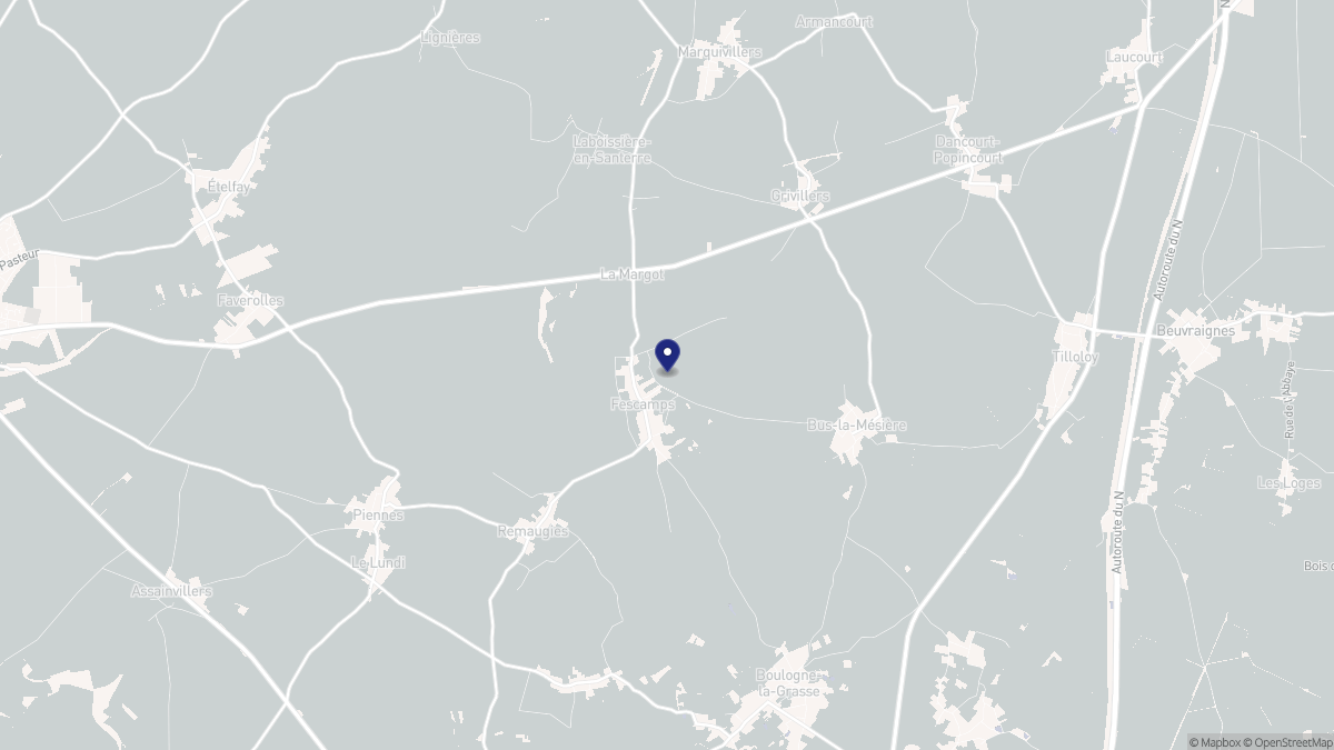 Aperçu cartographique de Fescamps, centré sur la commune