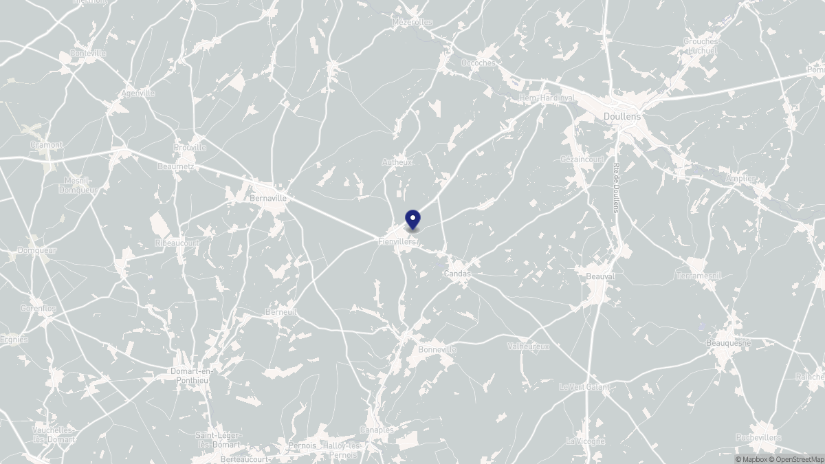 Aperçu cartographique de Fienvillers, centré sur la commune