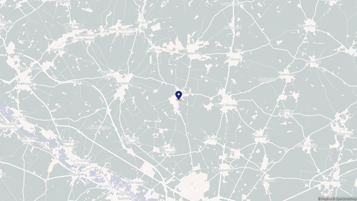 Aperçu cartographique de Flesselles, centré sur la commune