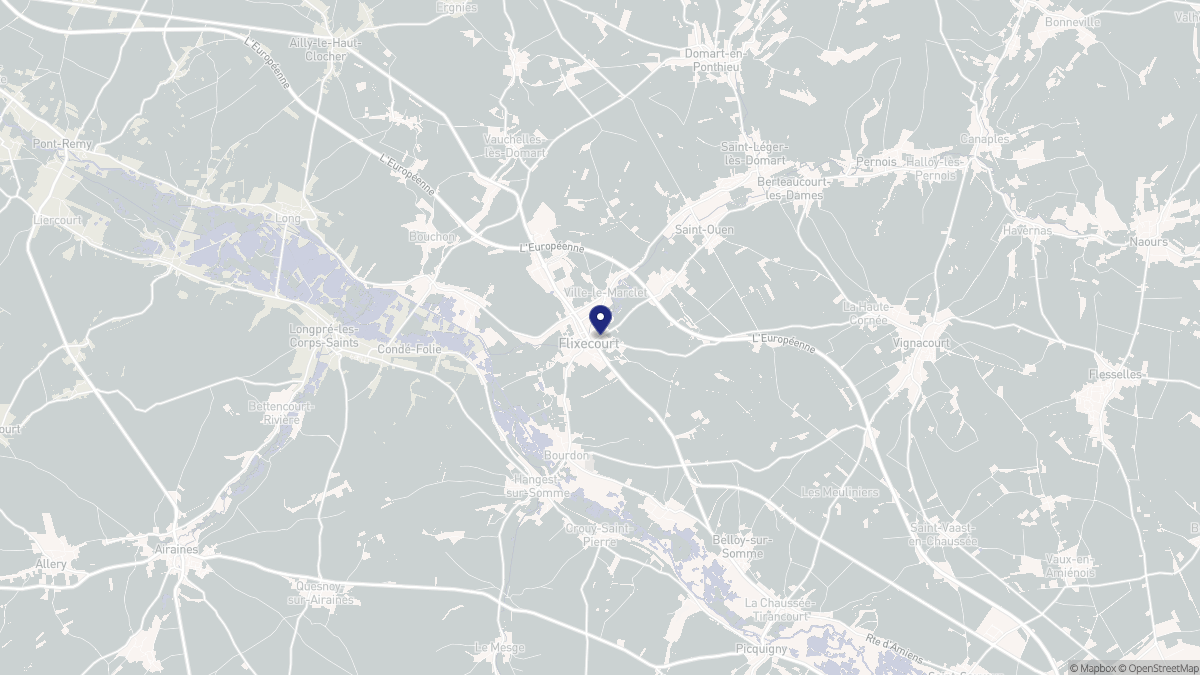 Aperçu cartographique de Flixecourt, centré sur la commune