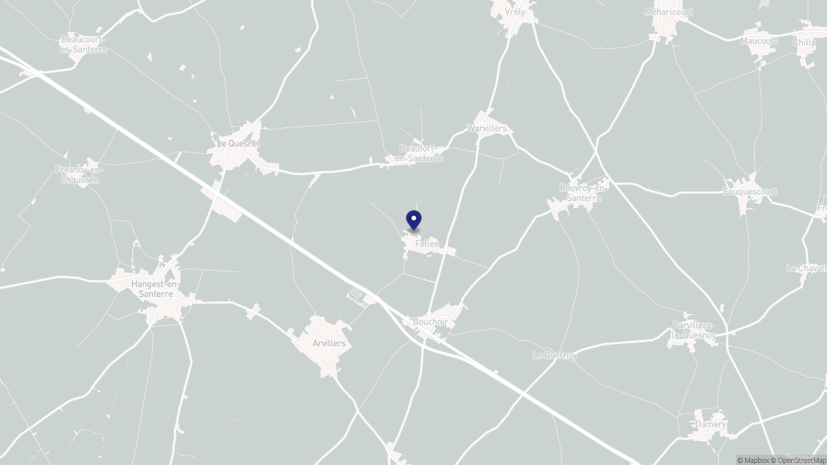 Aperçu cartographique de Folies, centré sur la commune