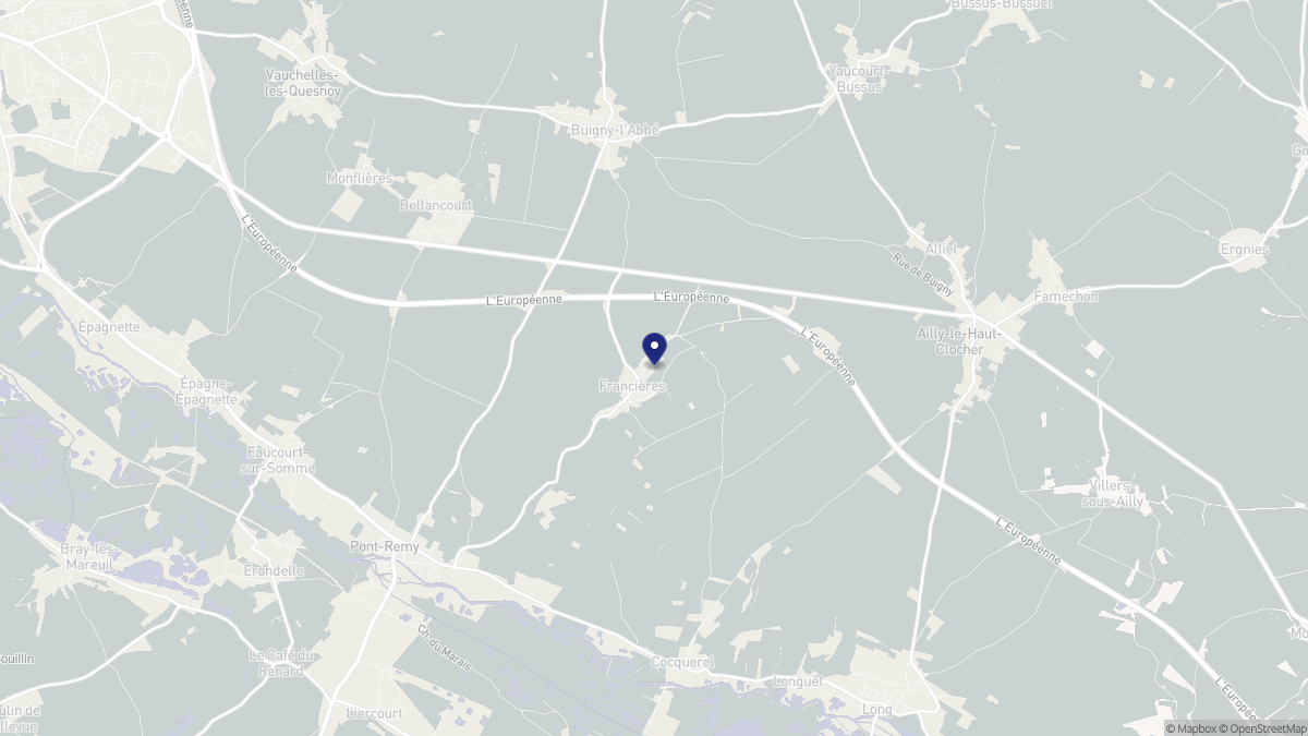 Aperçu cartographique de Francières, centré sur la commune