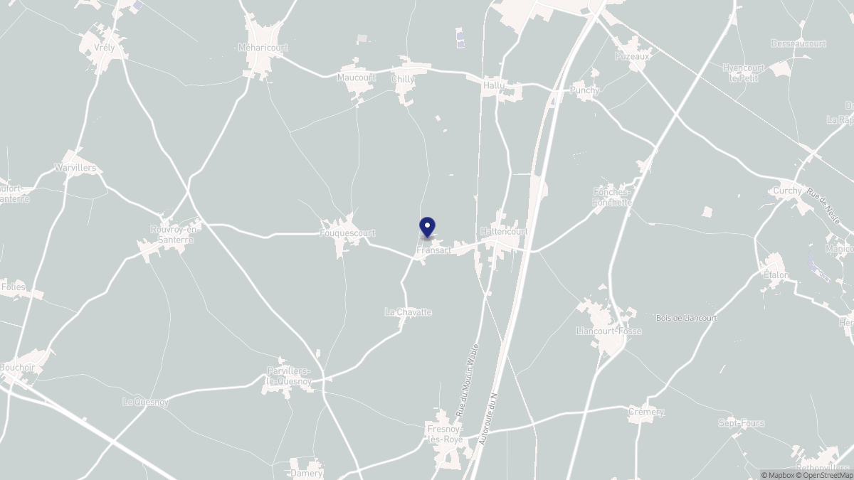 Aperçu cartographique de Fransart, centré sur la commune
