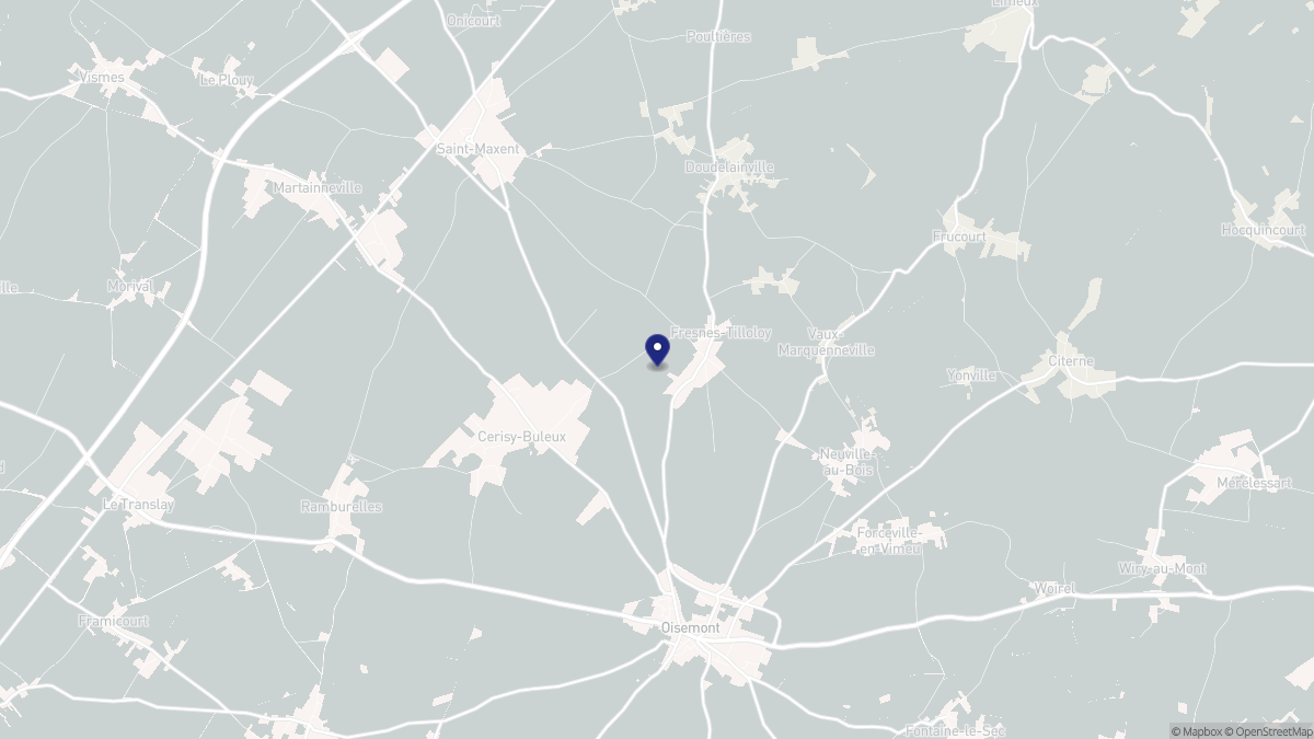 Aperçu cartographique de Fresnes-Tilloloy, centré sur la commune