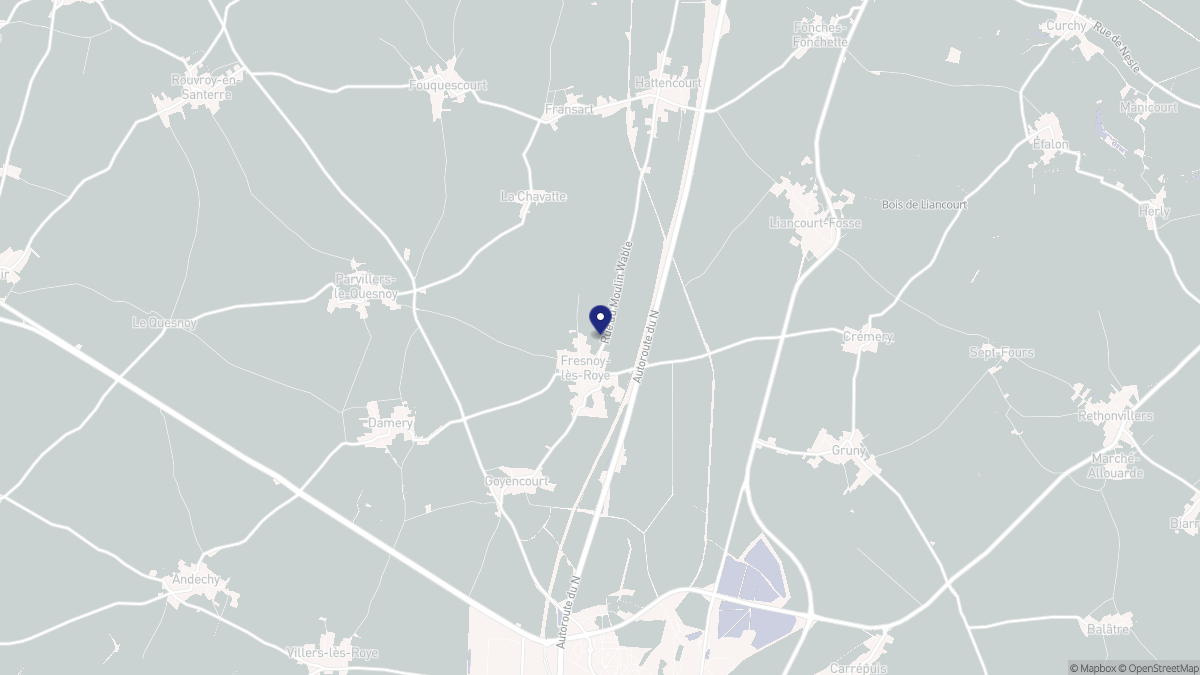 Aperçu cartographique de Fresnoy-lès-Roye, centré sur la commune