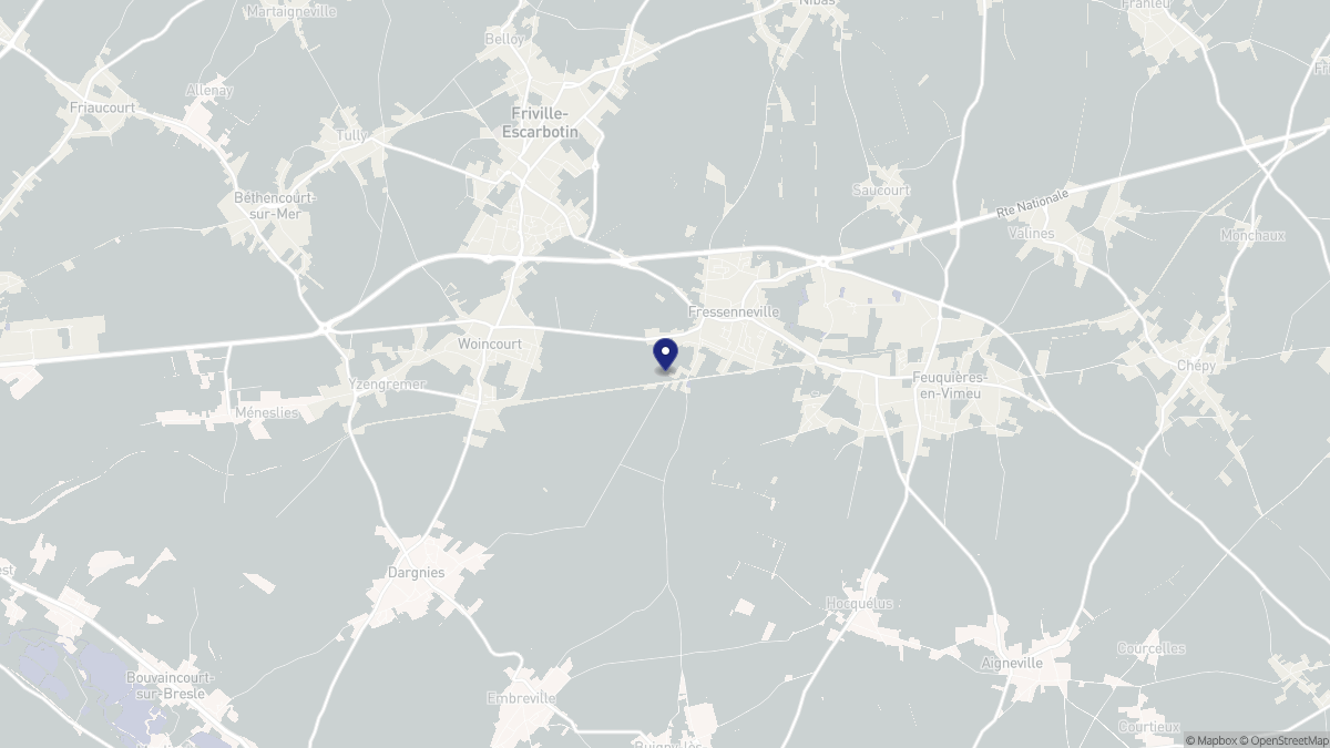 Aperçu cartographique de Fressenneville, centré sur la commune