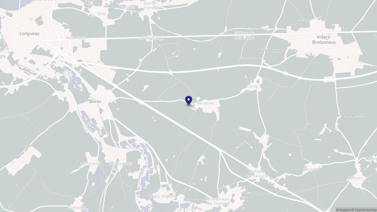 Aperçu cartographique de Gentelles, centré sur la commune