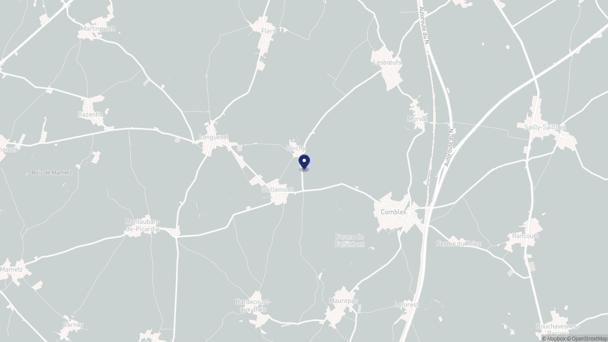 Aperçu cartographique de Ginchy, centré sur la commune