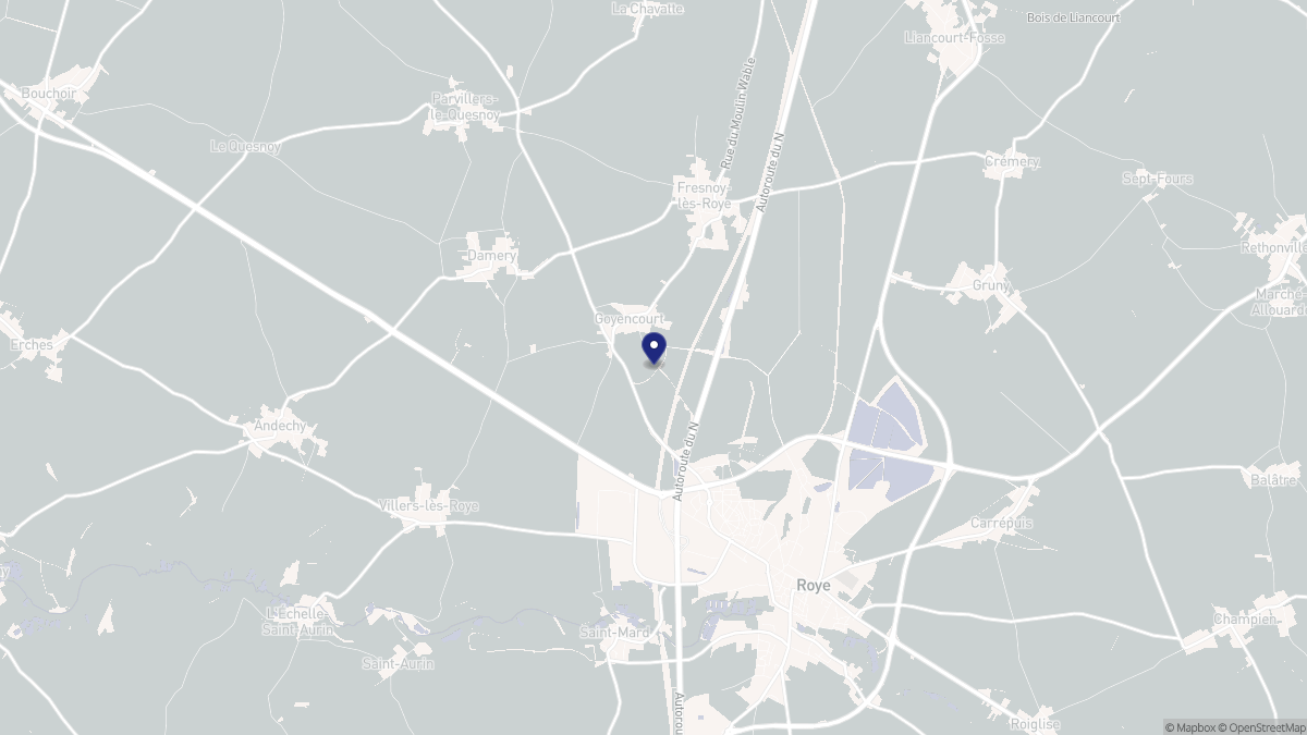 Aperçu cartographique de Goyencourt, centré sur la commune