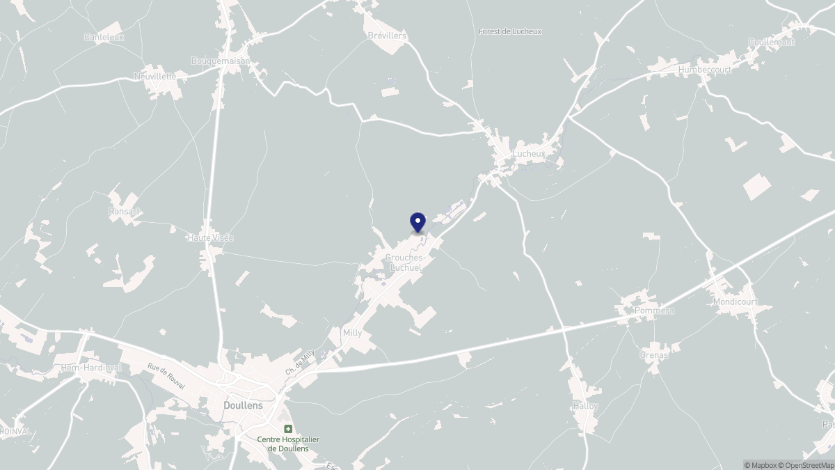 Aperçu cartographique de Grouches-Luchuel, centré sur la commune